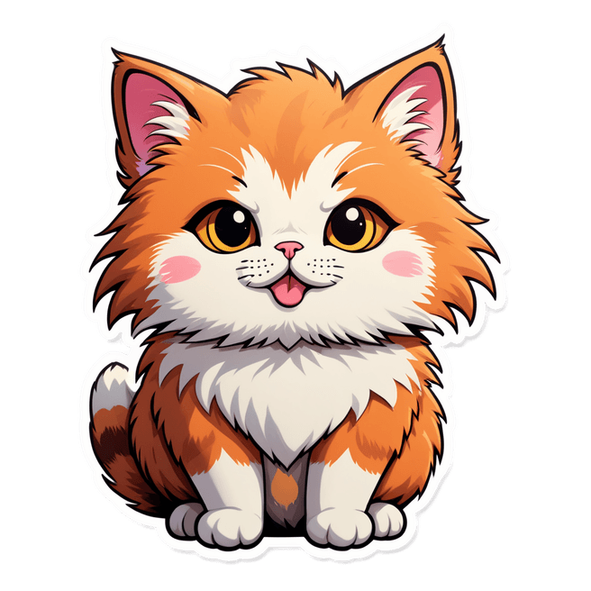 Adorable Manga-Style Fluffy Cat Illustration - Fulgent AI