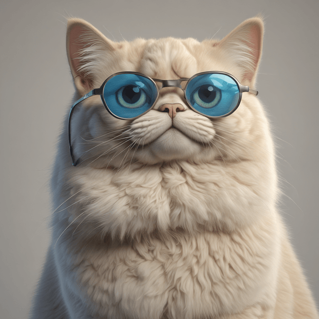 Persian American Mixed Breed Cat 3D Render with Glasses | High-Quality Image