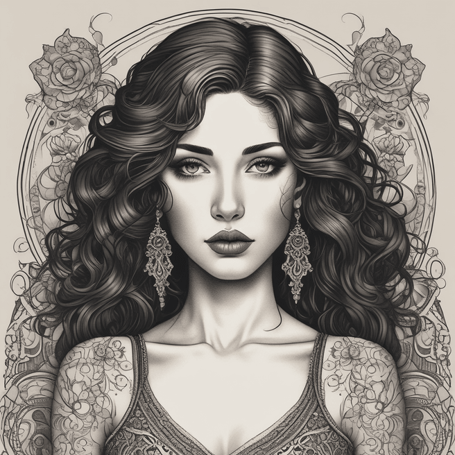 Exquisite Dark Fantasy Illustration with Melancholic Young Woman