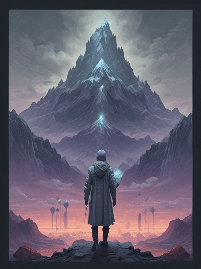 Steel Gray Jacket on Mountain of Crystals: Claude Monet Inspired Maya Model in HD