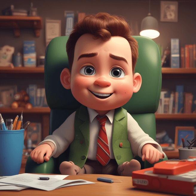 Adorable Baby Boss Portrait in Pixar Style - Fulgent AI