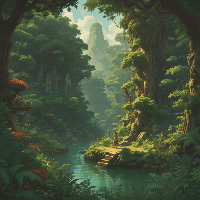 Explore Google Jungle in Ghibli Style: 4K Super-Detailed Imagery