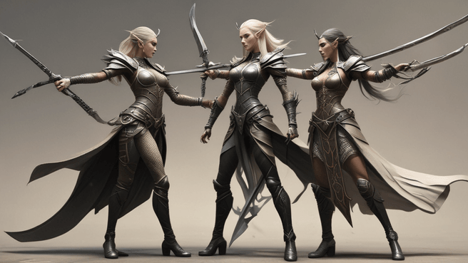 Fantasy Blade Dancers Dueling in Photorealistic Art