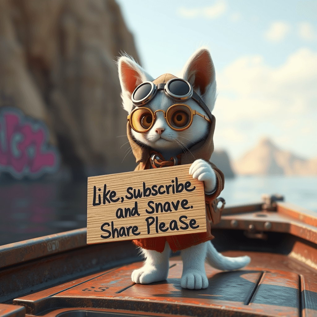 Adorable White Kitten in Explorer Outfit: 3D Render Concept Art