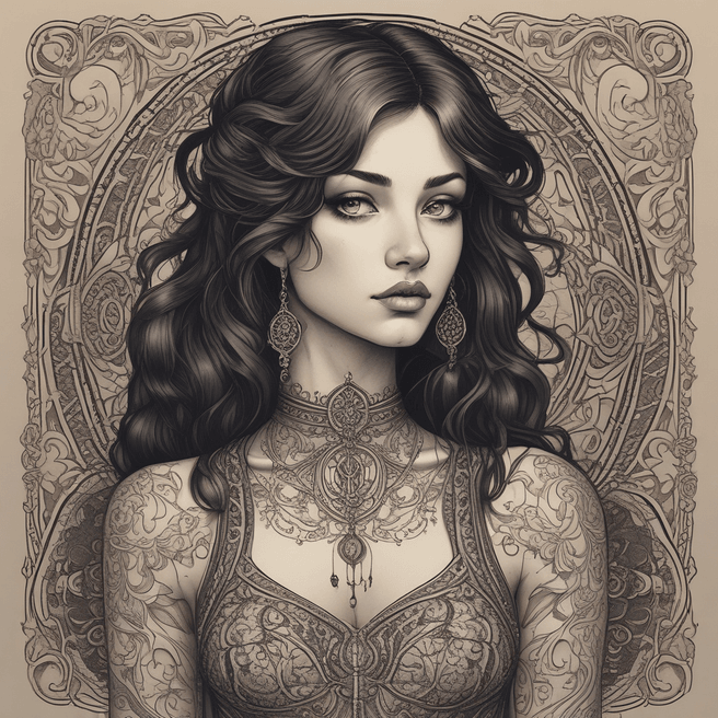 Exquisite Dark Fantasy Illustration with Melancholic Young Woman