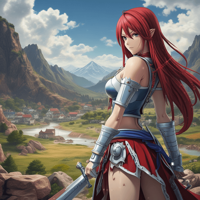 Ultra-Detailed 5K Wallpapers of Erza Scarlet in Stunning Environments
