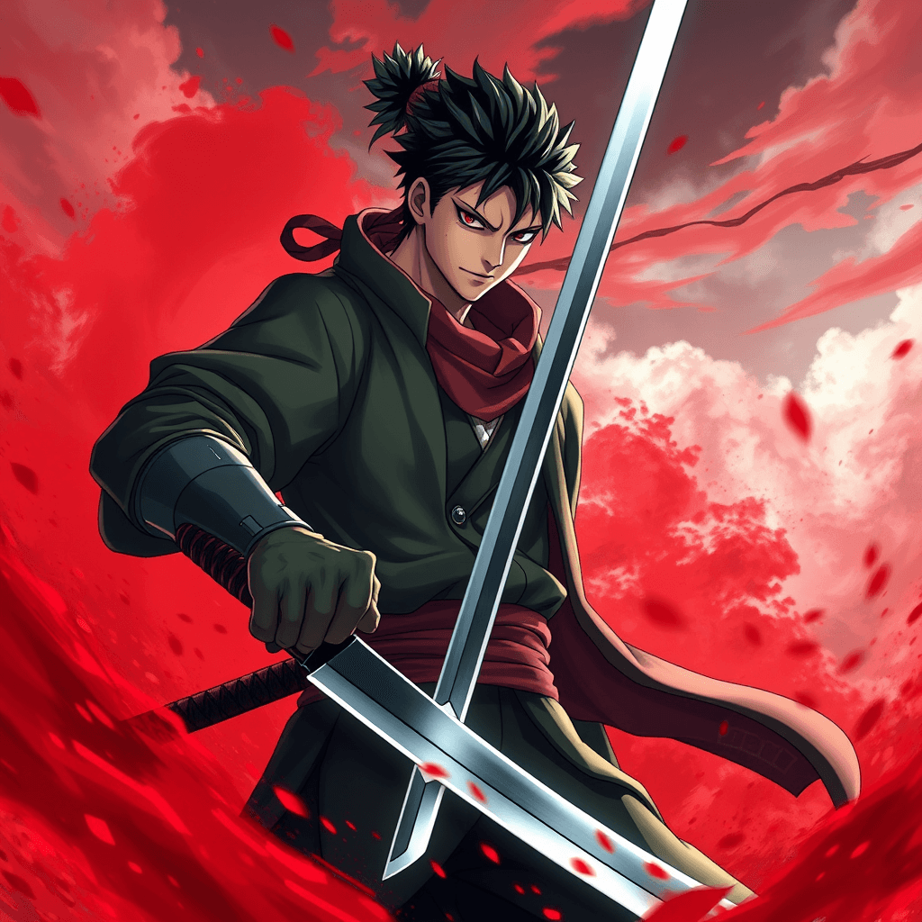 Roronoa Zoro Super Hi-Res 5K Wallpaper with Double Sword in Red Environment