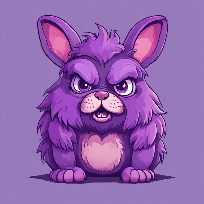 Fluffy Angry Purple Bunny in Cartoon Art Style - Fulgent AI's Top Character Generator