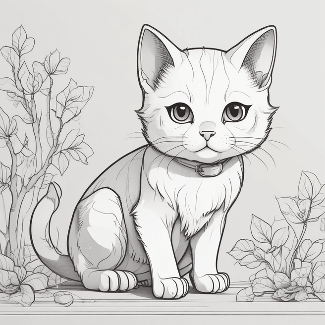 Bold Outlined Cute Cat Images: Japanese Anime Style Art by Fulgent AI