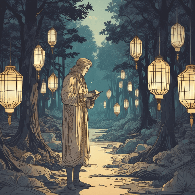 Discover Intricacies of Forest Lanterns in Mid-Morning Art