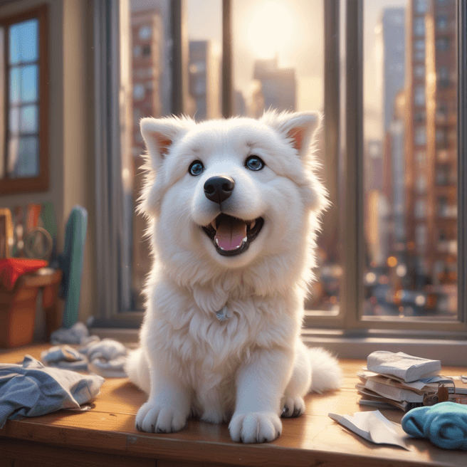 Chibi White Tatra Shepherd Dog 3D Render in Anime Style