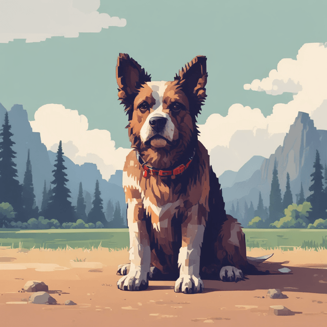 Unique Google-style Pixel Art of a Dog | Fulgent AI