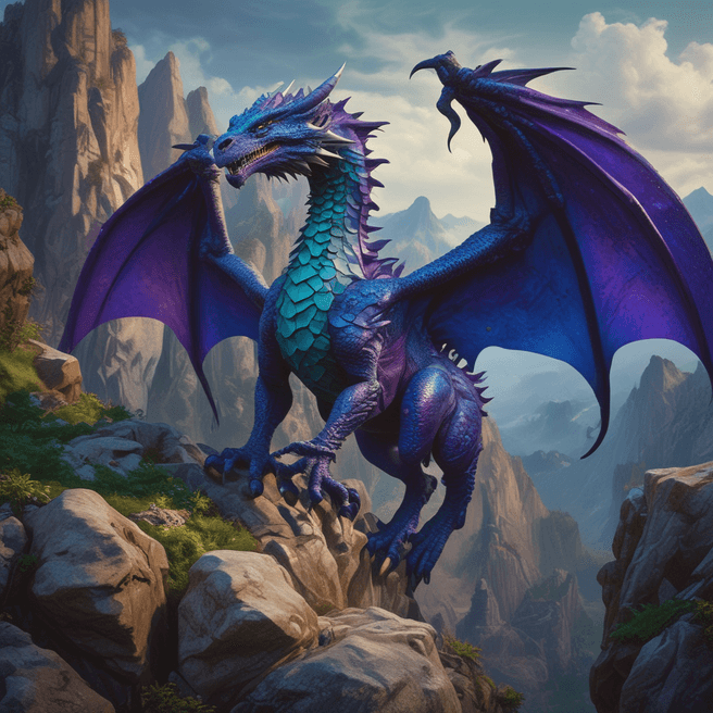 Majestic Mountain Dragon with Blue Metallic Scales