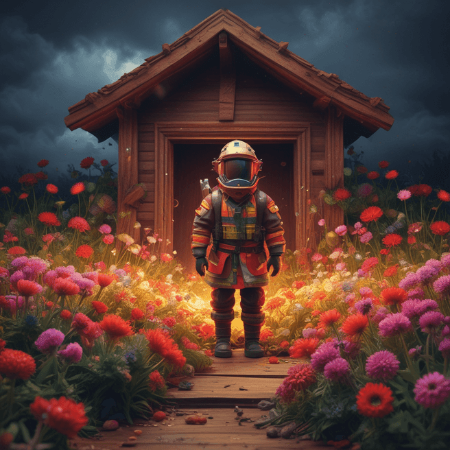 Creative Image Generation with Courageous Firefighter and Expressive Children's Drawing in Cinema4D