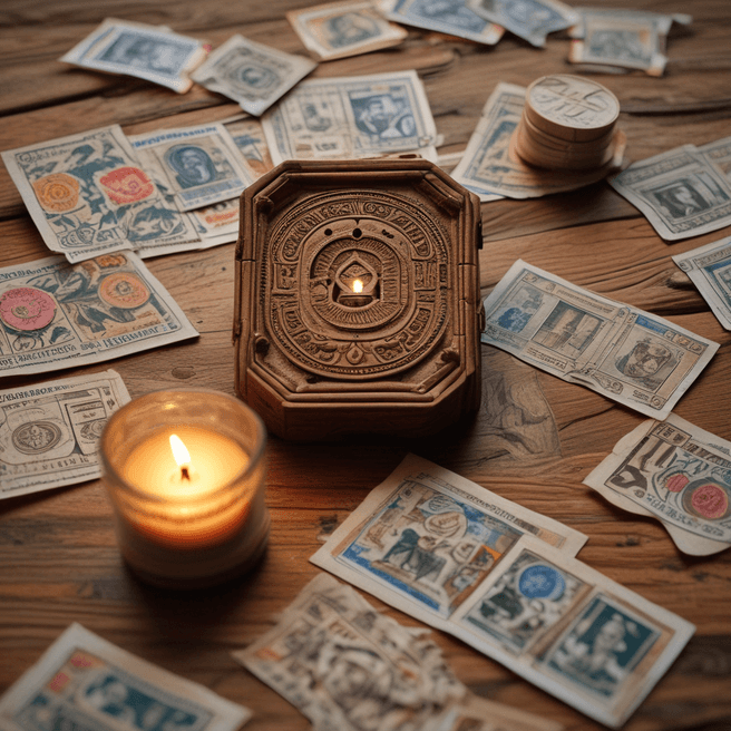 Vintage Bucéta and Postage Stamps: Nostalgic Beauty in Soft Illumination
