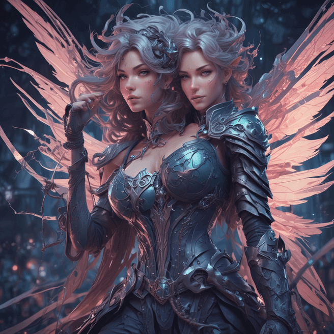 Beautiful Woman Fairy in Thorned Armor: Zodiac Sign Rossdraws Art