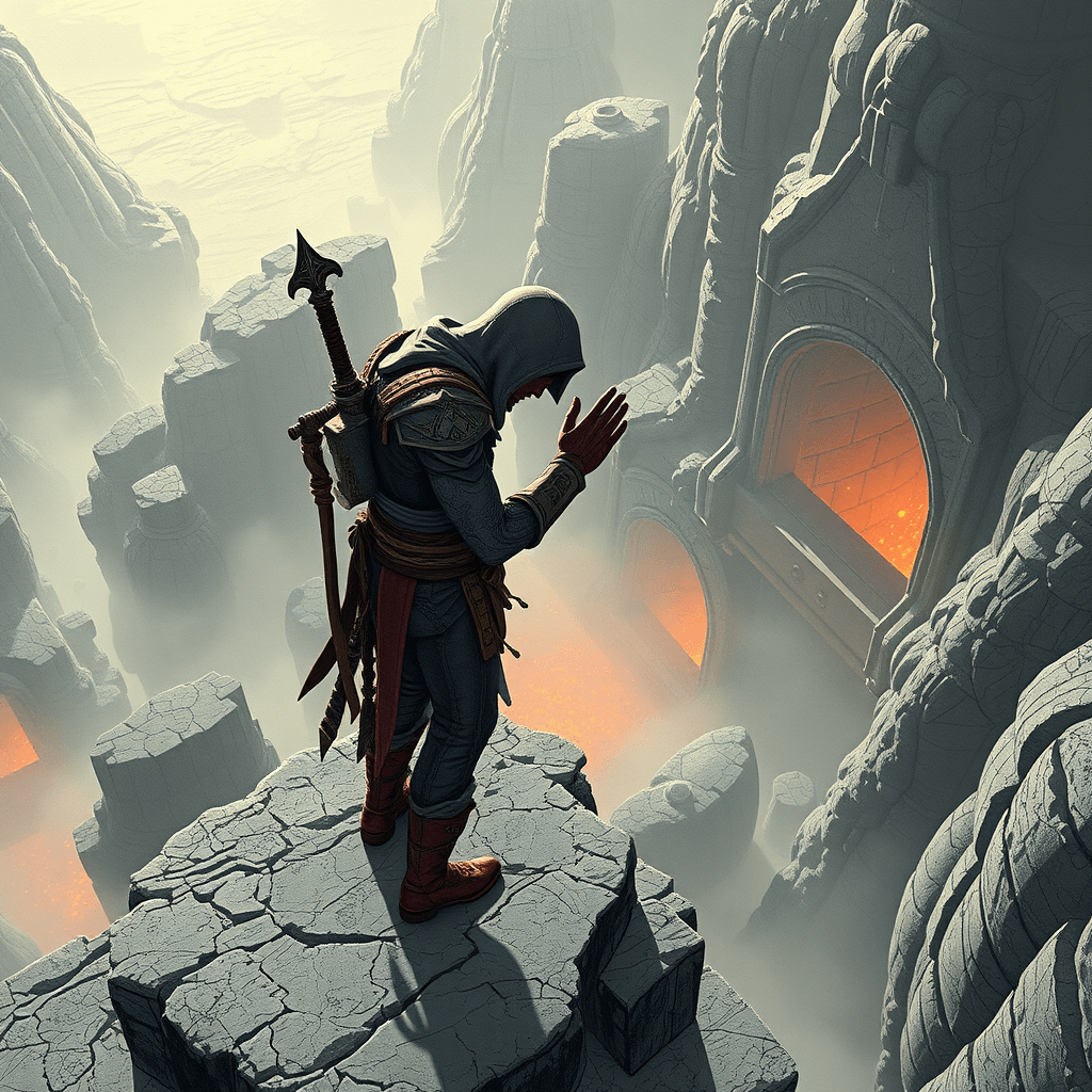 Greg Rutkowski 3D Render Art: Aerial View Concept with Beautiful Lighting and Melancholic Ink Details