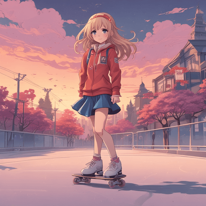 Stunning Japanese Anime Art: Skating Girl Aestheticism