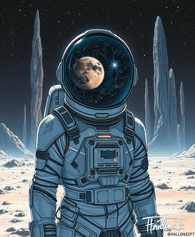 Enigmatic Astronaut on Alien Planet - Sci-fi Illustration by Liminal Lacquer & More