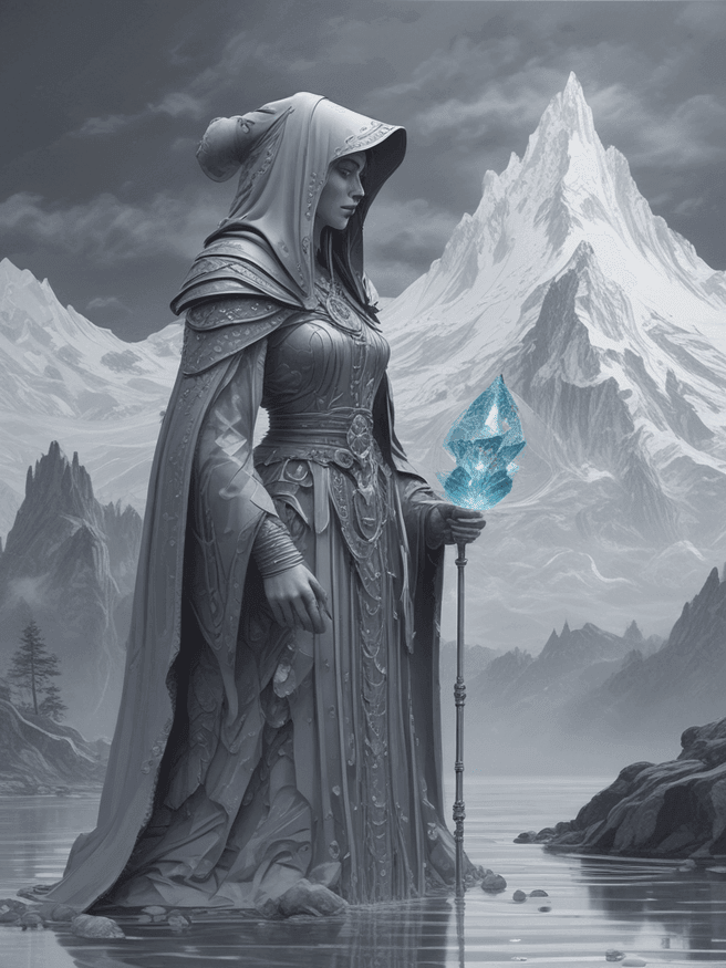 Steel Gray Jacket on Mountain of Crystals: Claude Monet Inspired Maya Model in HD