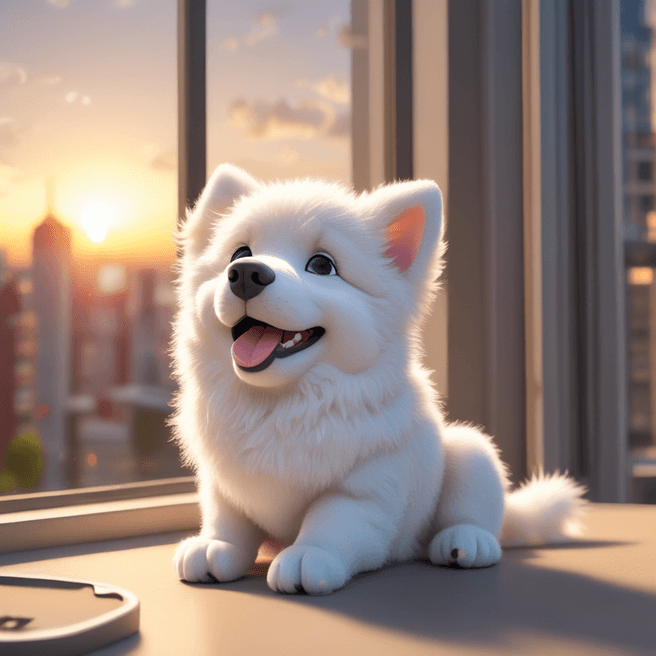Charming Anime Chibi Tatra Shepherd Dog 3D Render