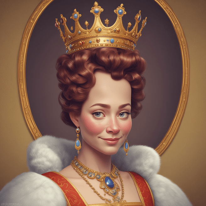 Pixar Style Queen Portrait: Vibrant and Regal Illustration