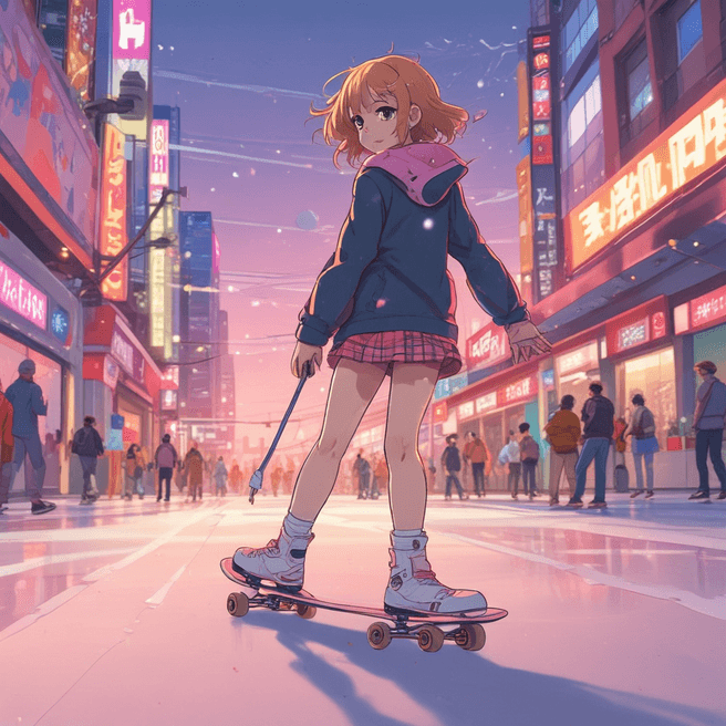 Stunning Japanese Anime Art: Skating Girl Aestheticism