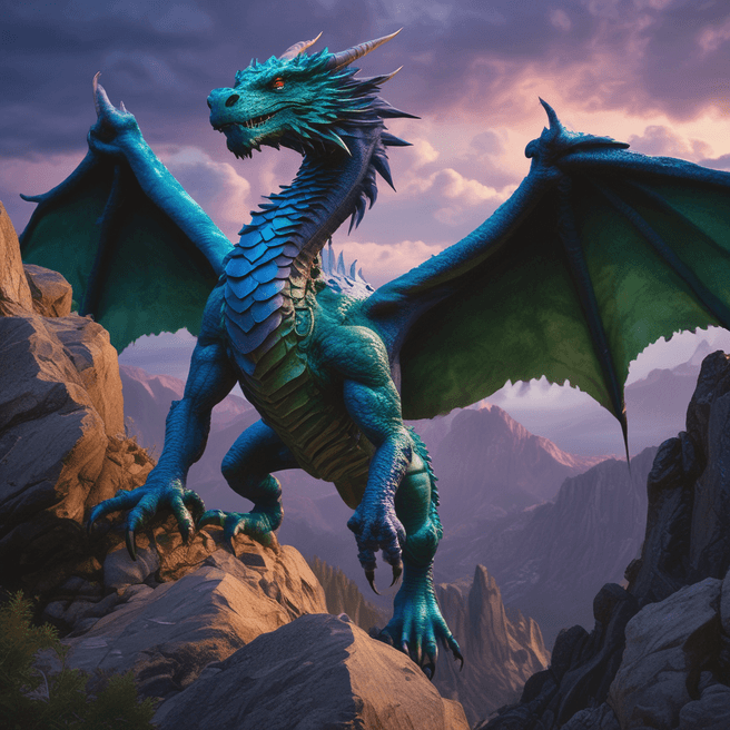 Majestic Mountain Dragon with Blue Metallic Scales
