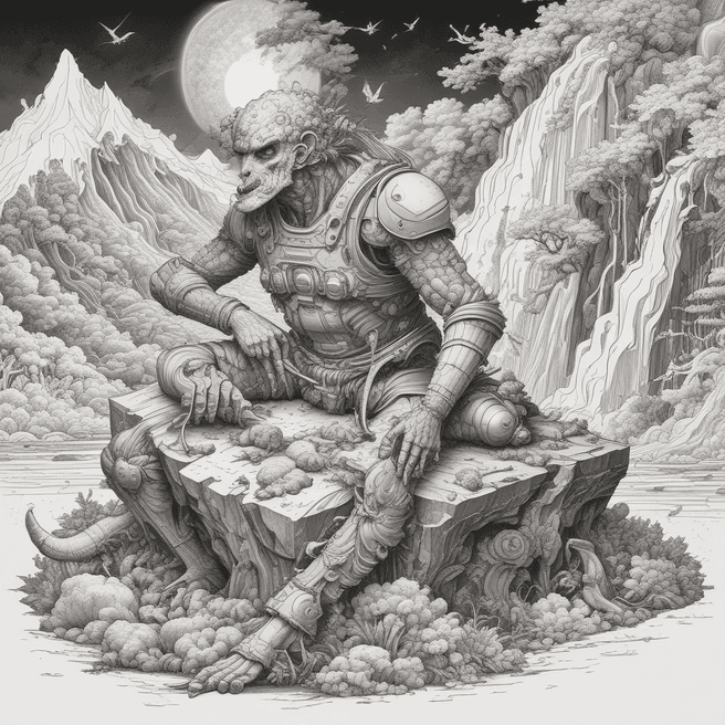 Fulgent AI: Katsushika Hokusai's Detailed & Intricate Surrealist 3D Sculpt Environment Design