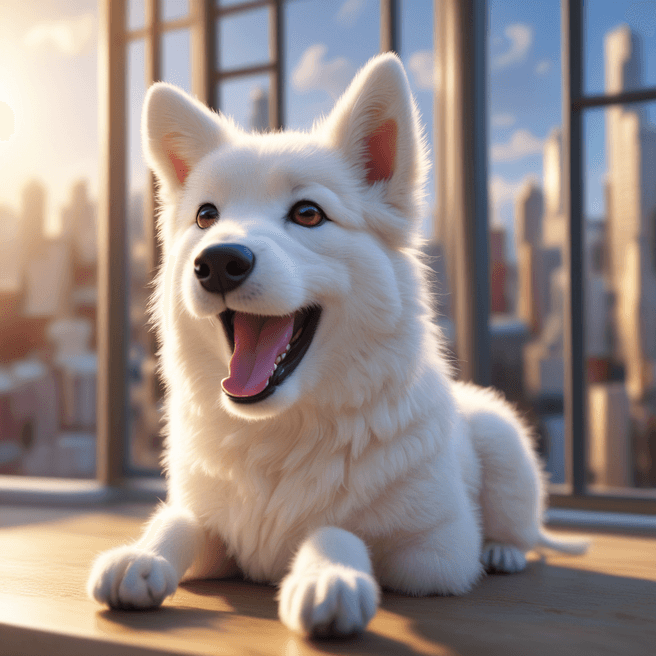 Chibi White Tatra Shepherd Dog 3D Render in Anime Style
