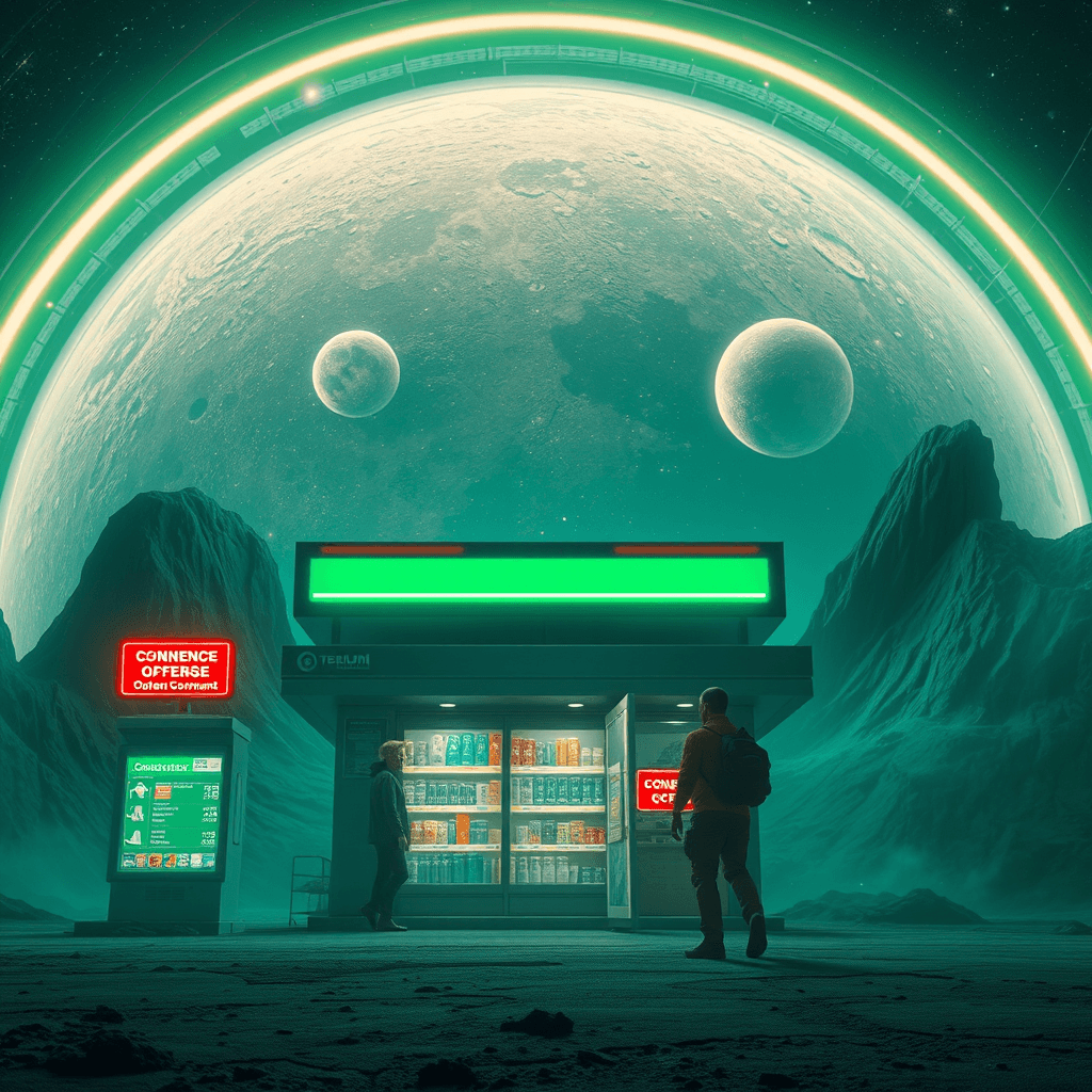 Fulgent AI: Elysium-inspired Sci-Fi Action Scene in Lunar City