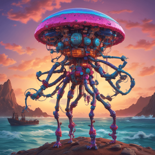 High-Intensity Workout with Jellyfish Ocean: Octane Render 3D Canon50 Paper Model