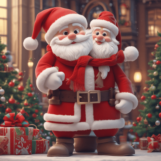 Delightful 4K Cartoon Santa Claus Poster with Whimsical Pixar-Inspired Design