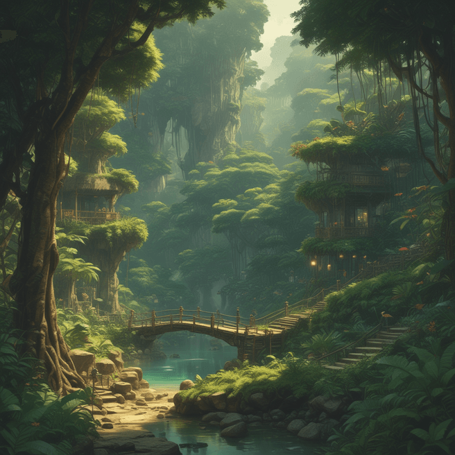 Explore Google Jungle in Ghibli Style: 4K Super-Detailed Imagery