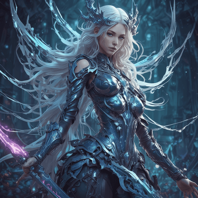 Beautiful Woman Fairy in Thorned Armor: Zodiac Sign Rossdraws Art