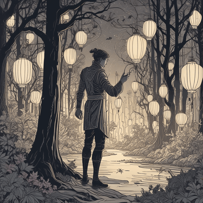 Discover Intricacies of Forest Lanterns in Mid-Morning Art