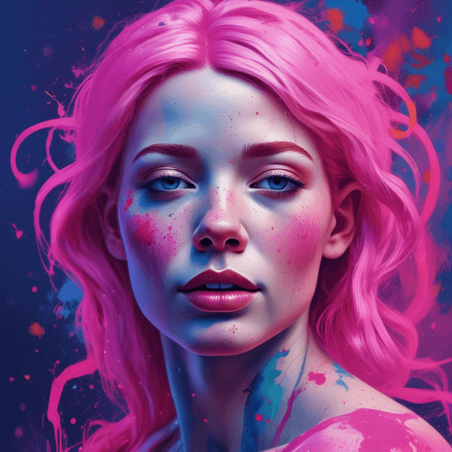 Surreal 3D Render: Dreamy Female Figure with Pink Hair