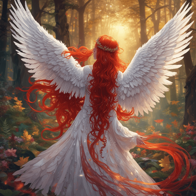 Gorgeous Angelic Creature with Iridescent Wings in Enchanting Forest