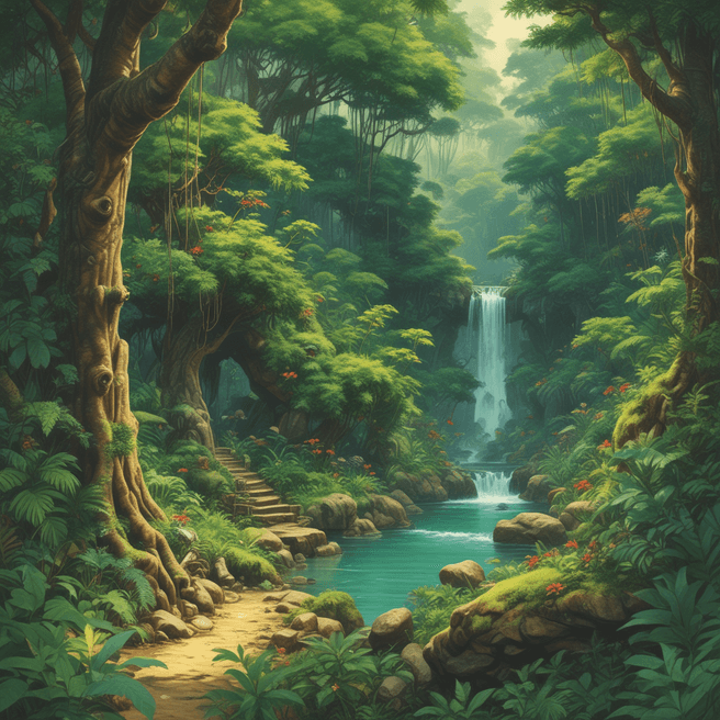 Enchanting Jungle Art: Google Jungle Transformed in Ghibli Style