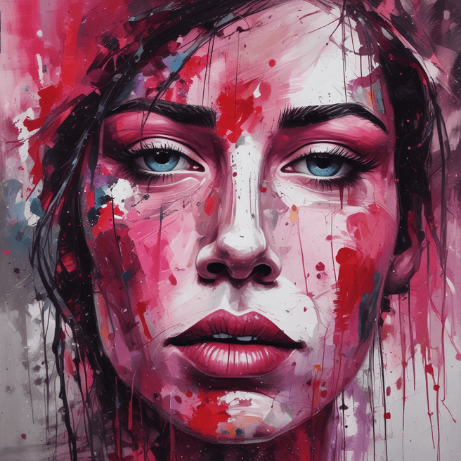 Vibrant Abstract Pink and Red Face Portrait | Fulgent AI