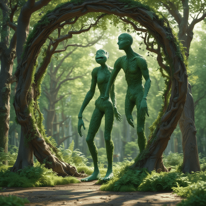 Futuristic Pixar Style Tree Statue in Green Surroundings - 3D Render by Fulgent AI