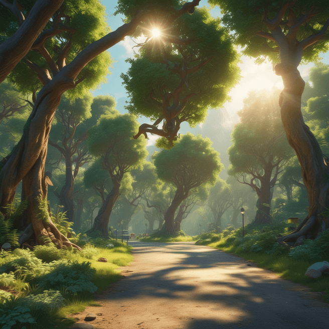 Stunning 3D Pixar-Style Tree Infrastructure | Futuristic Green Environment