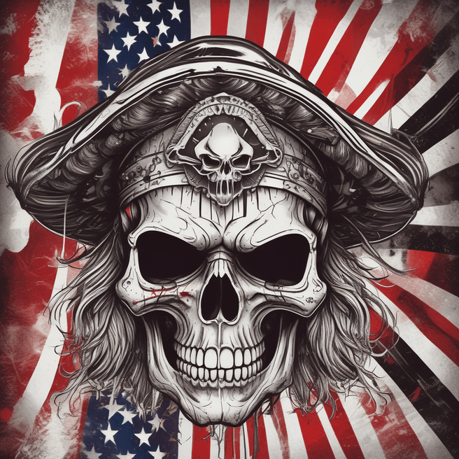 American Flag Pirate Skull Artwork: Intense Patriotism & Mystique