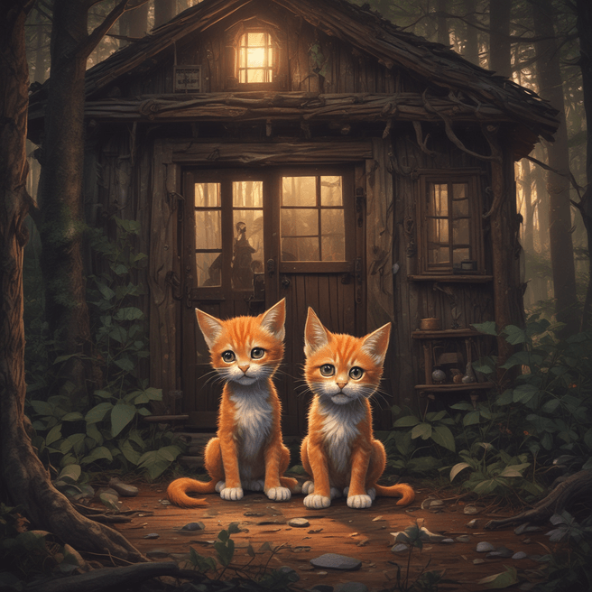 Spooky Encounter: Terrified Kitten and Zombie in Abandoned Cabin
