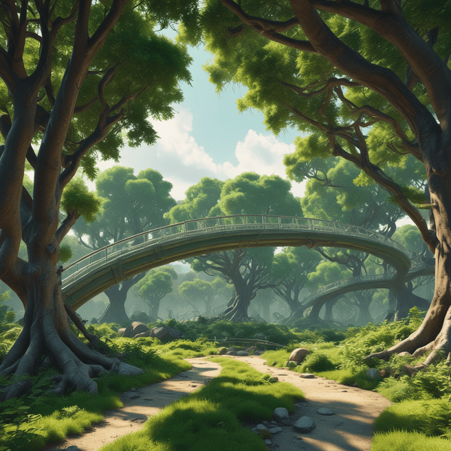 Futuristic Pixar-style 3D Render Infrastructure in Green Surrounding