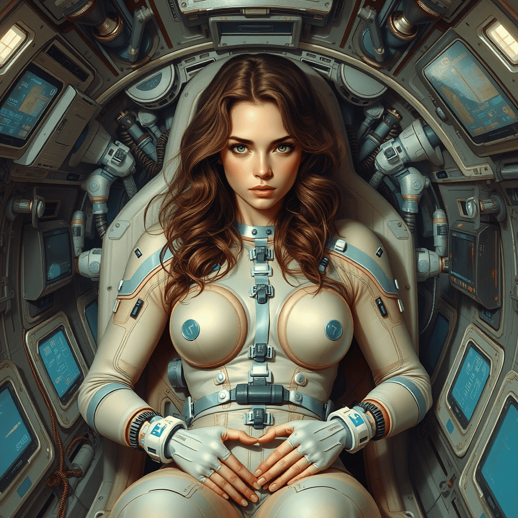 Futuristic Woman in High-Tech Environment Art