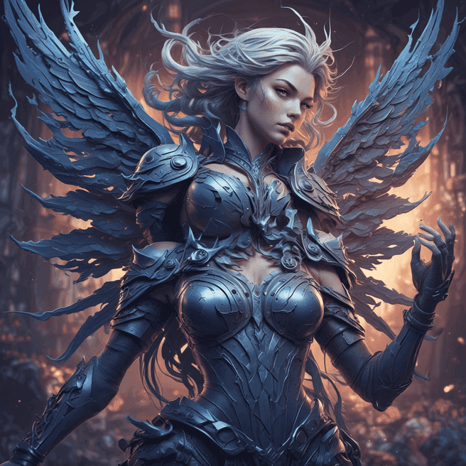 beautiful woman fairy, threads, thorned armor, going ahead, sign of the zodiac, Dark shadows, by Rossdraws, 3D Render, Unreal Engine, Canon50, Papercutting, Cold Color Palette, Line Art, Surprised, Ink, Mural