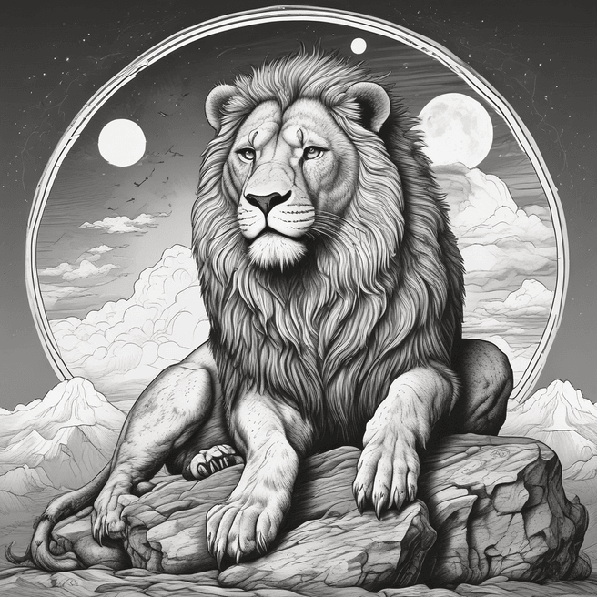 Majestic Lion King Illustration in Black & White