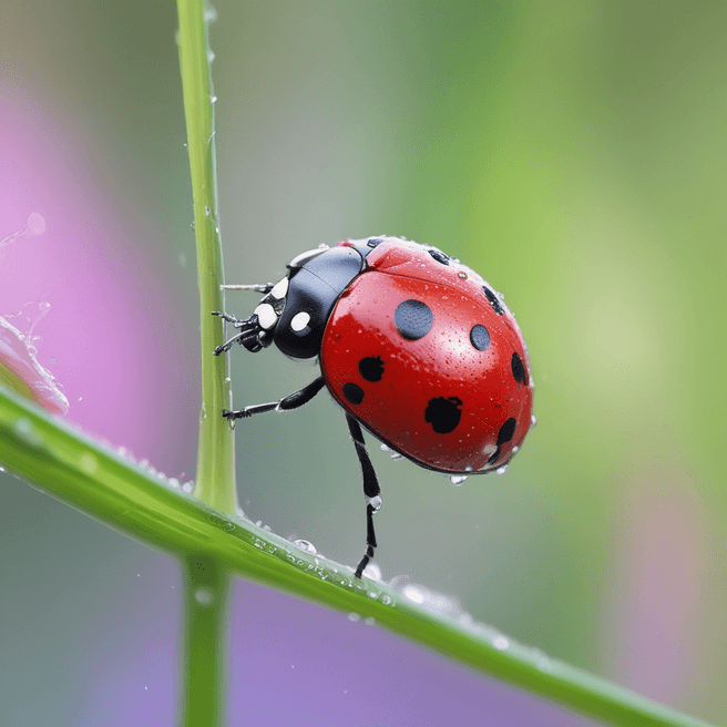 Macro Raindrop Art: Ladybug in Water on Flower Petal