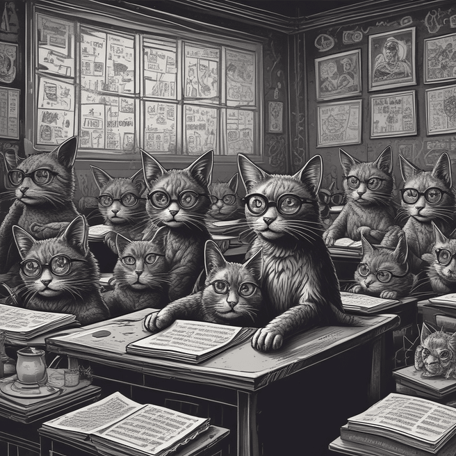 Feline Dark Fantasy Classroom: Mysterious Graffiti Poster